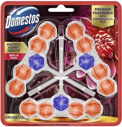WC frissítő blokk, 3 db-os, DOMESTOS Aroma Lux, dália és sárkánygyümölcs (KHT1175)
