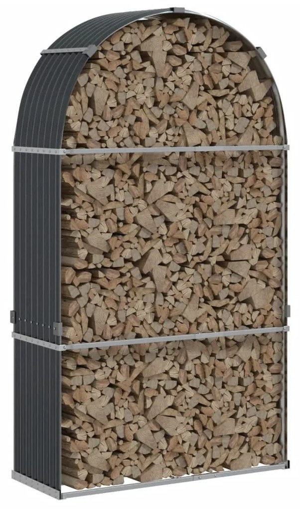 antracit színű horganyzott acél fatörzstartó 120 x 45 x 210 cm