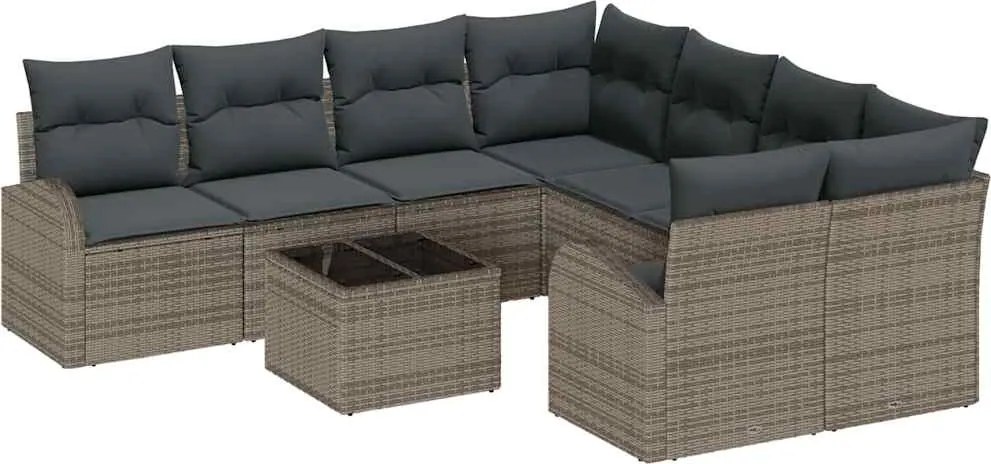 vidaXL Kerti Kanapé Szett Szürke 55 x 55 x 37 cm polirattan