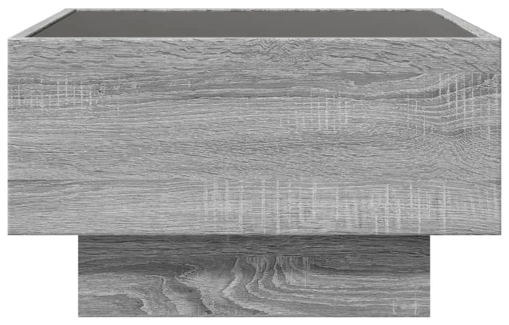 szürke sonoma szerelt fa dohányzóasztal LED-del 50 x 50 x 30 cm
