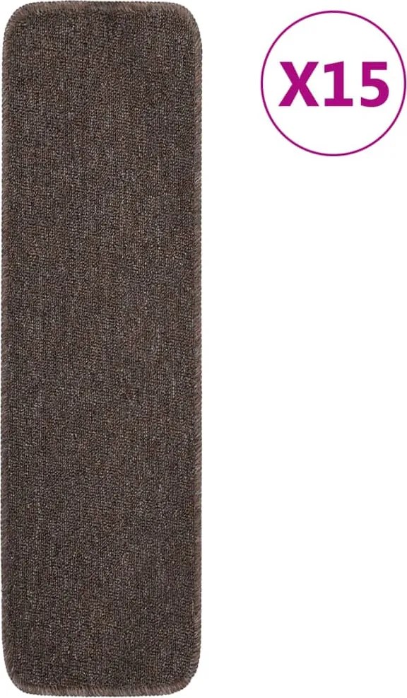 vidaXL 15 db barna négyszögű csúszásmentes lépcsőszőnyeg 75 x 20 cm