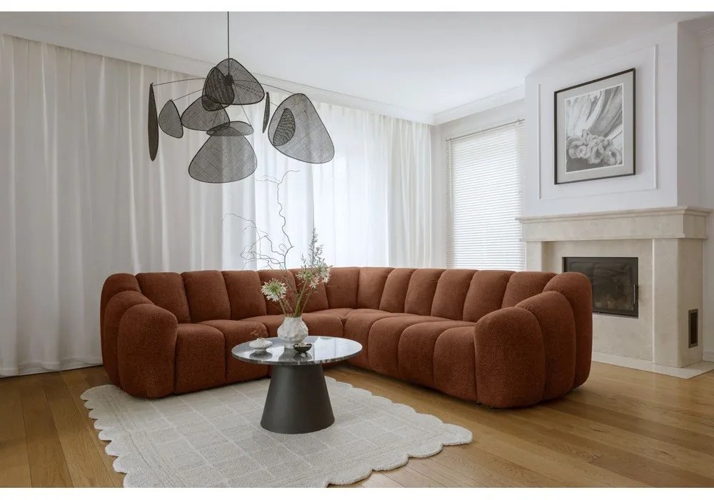 Terrakotta színű sarokkanapé Shell – Miuform