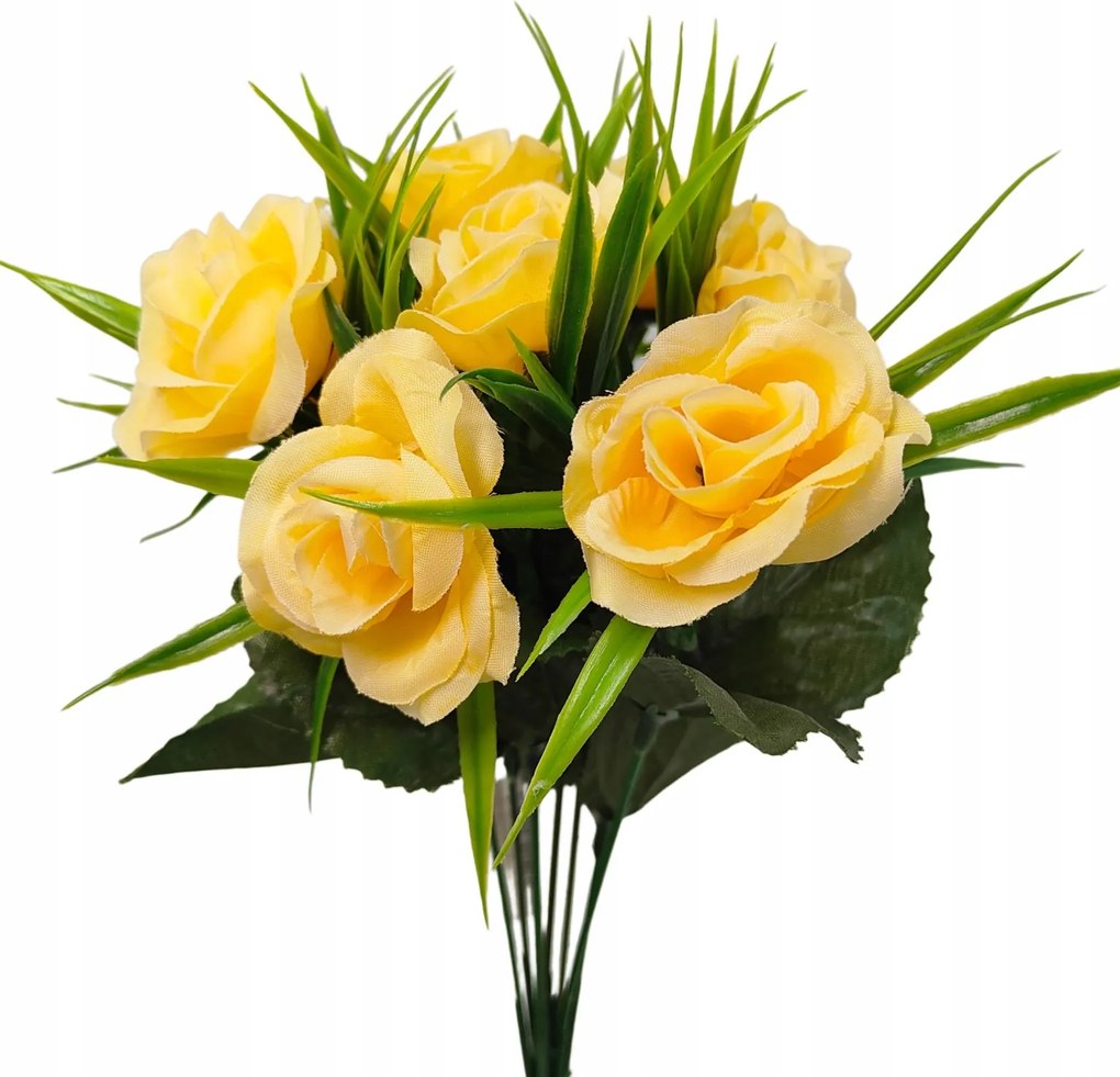 Sárga műrózsa csokor 32 cm dekoratív