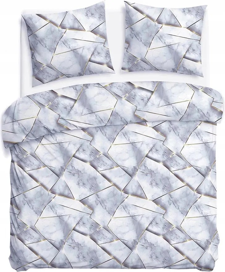 Szatén ágyneműhuzat 220x200 Márvány fehér szürke Szatén