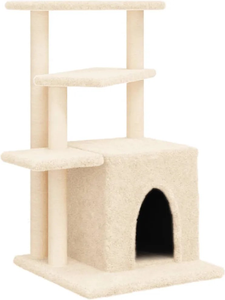 vidaXL krémszínű macskabútor szizál kaparófákkal 83,5 cm
