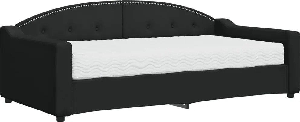 vidaXL fekete szövet kanapéágy matraccal 90 x 190 cm