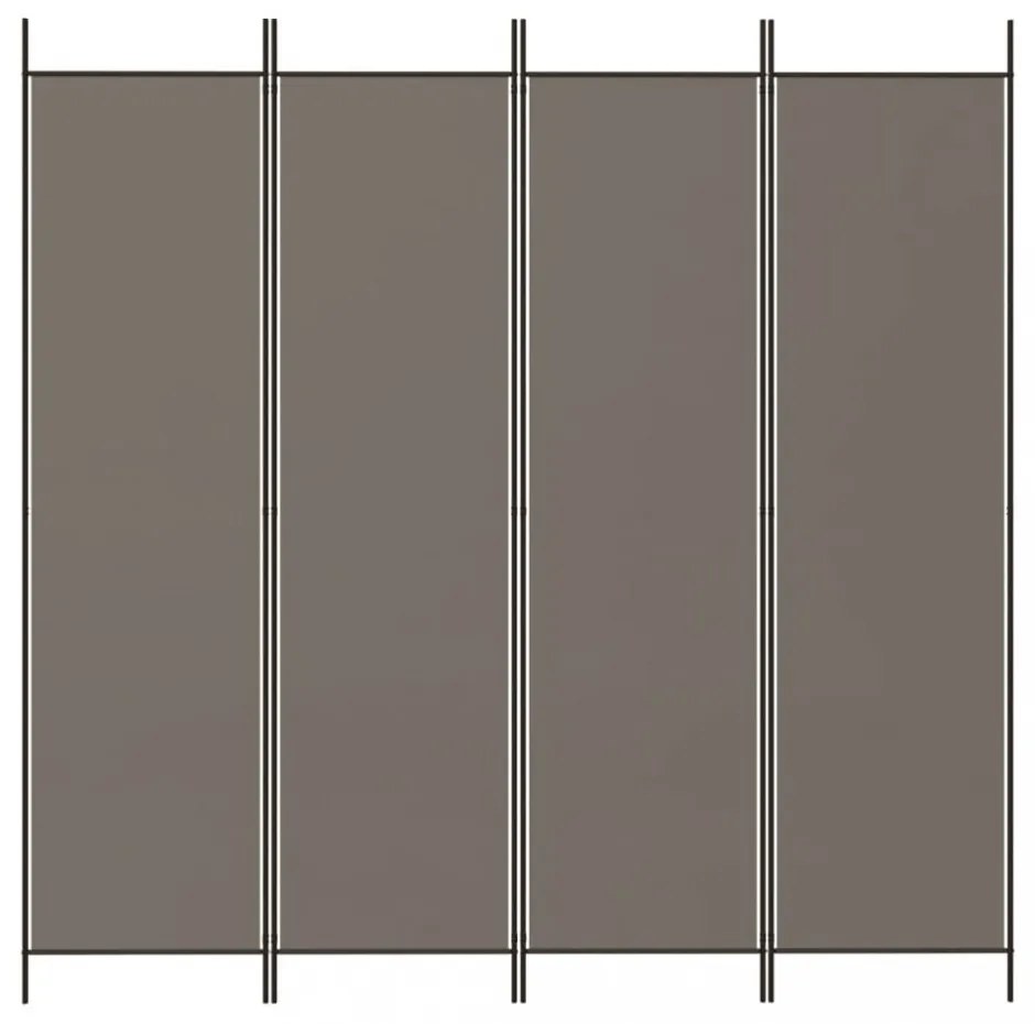 4 paneles antracitszürke szövet térelválasztó 200x220 cm