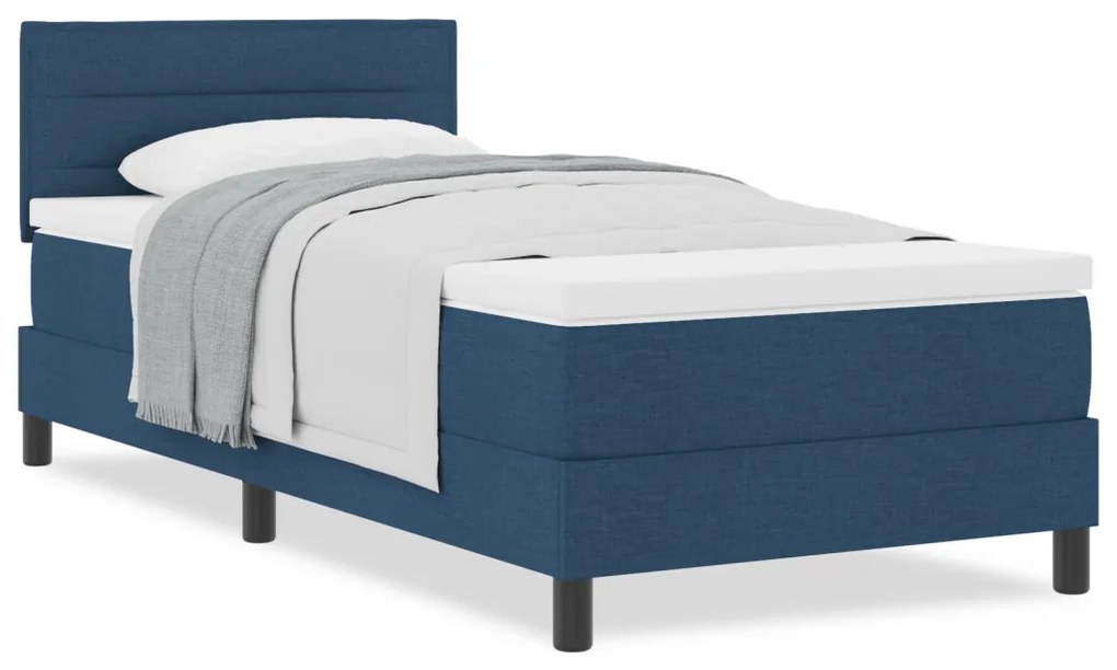 Box Spring Ágy Matraccal Kék 90x200 cm Szövet
