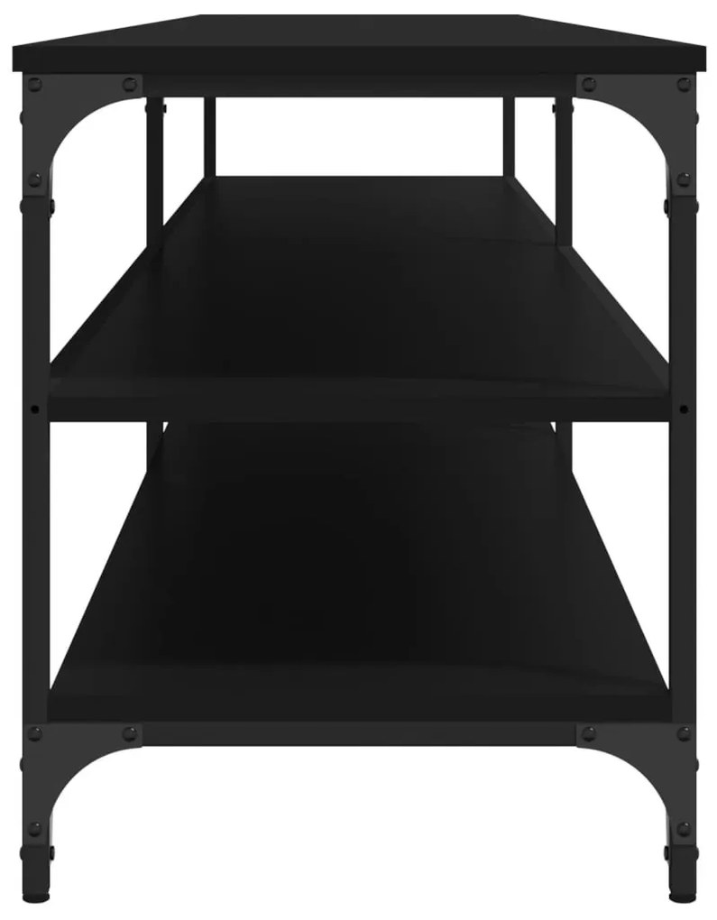 fekete szerelt fa és fém TV-szekrény 200x30x50 cm