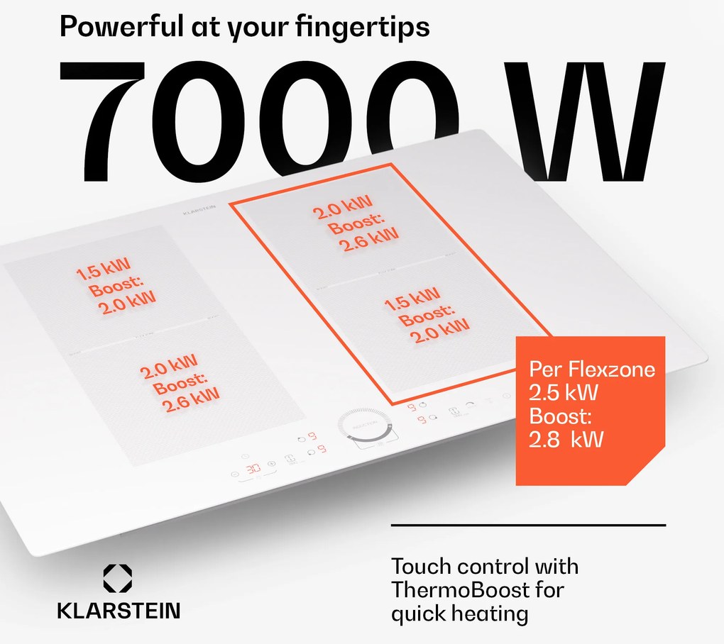 Klarstein Delicatessa 77 Flex beépíthető indukciós főzőlap 4 zóna 7000 W