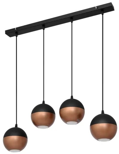 LED Csillár zsinóron MIDWAY 4xGU10/4,8W/230V fekete/réz