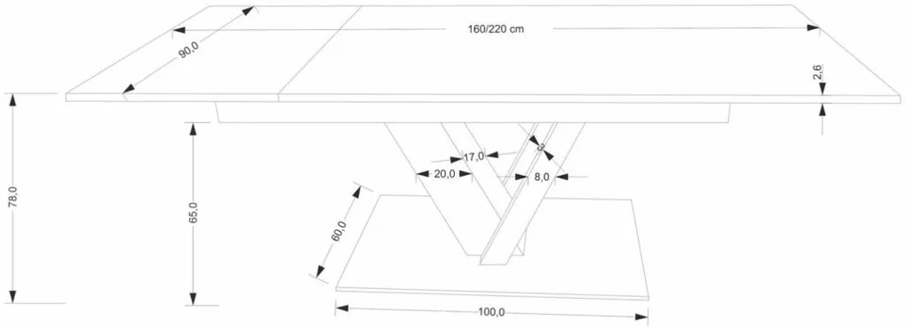 Fanis bővíthető étkezőasztal 160-220 cm