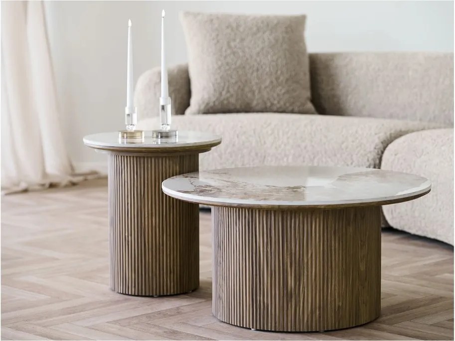 Kerek tárolóasztal márvány dekoros asztallappal ø 45 cm Athens – House Nordic