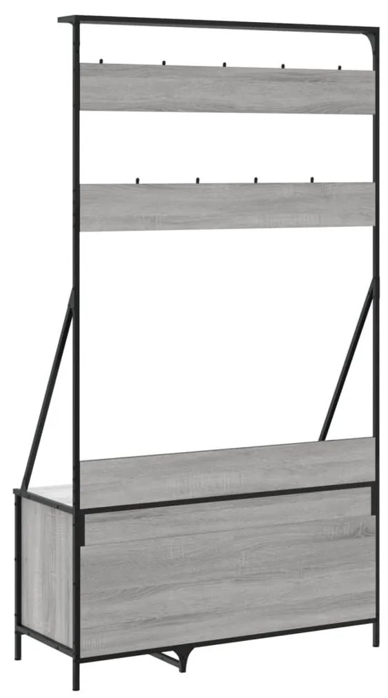 szürke sonoma ruhafogas cipőpolccal 100x41x184 cm