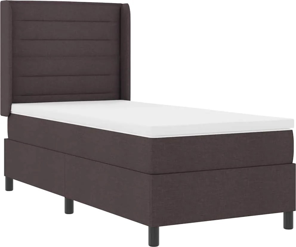 vidaXL LED Box Spring Ágy matracmal Sötét Barna 90 x 190 cm szövet