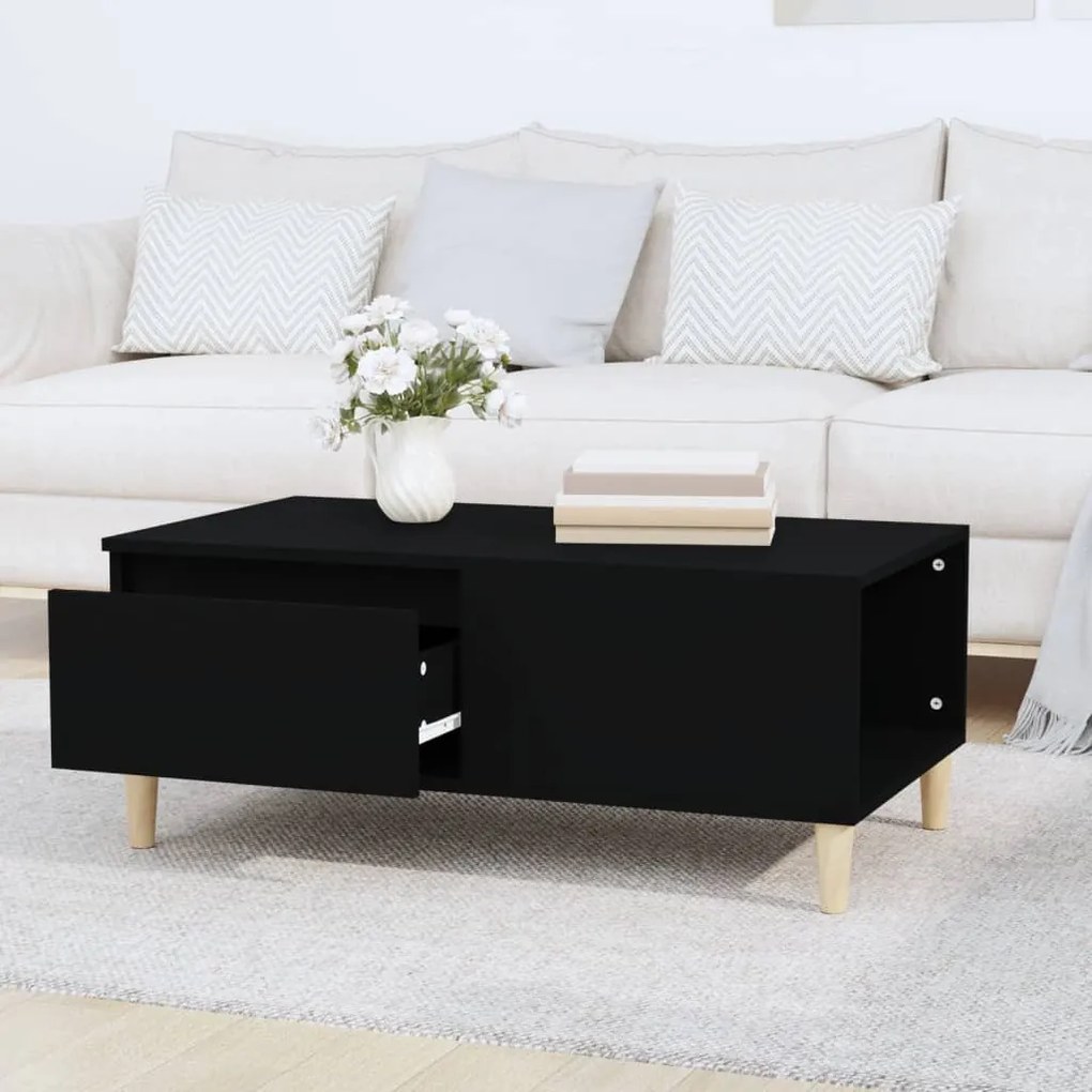 Fekete szerelt fa dohányzóasztal 90x50x36,5 cm