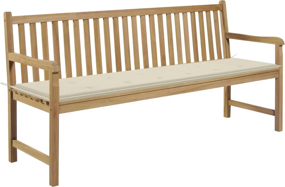 vidaXL tömör tíkfa kerti pad krémszínű párnával 175 cm