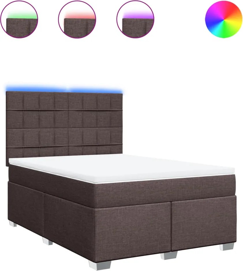 vidaXL sötétbarna szövet rugós ágy matraccal 140 x 190 cm