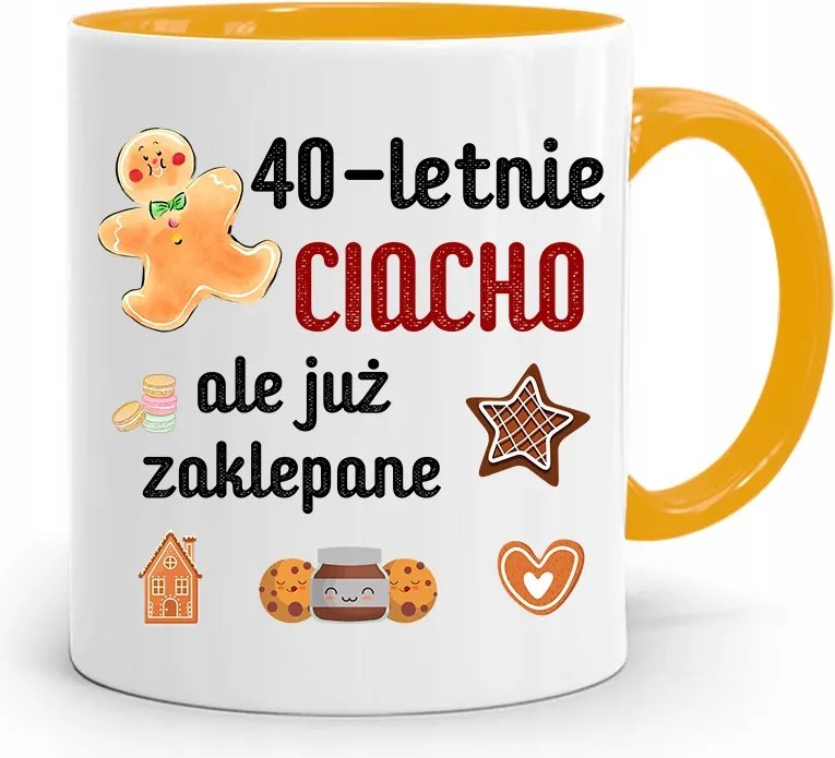 Születésnapra 40 40-es 40-es Bögre Sárga Ajándék fényképes nyomattal