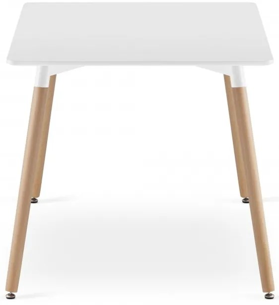 Étkező szett 1 + 4, fehér ADRIA asztal 120x80 cm + átlátszó BALI MARK szék bükk lábakkal