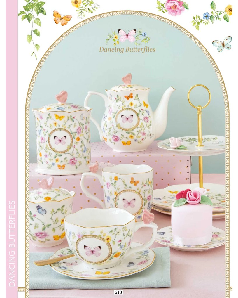 Pillangós porcelán eszpresszó kávés csésze 2 személyes díszdobozban Dancing Butterflies