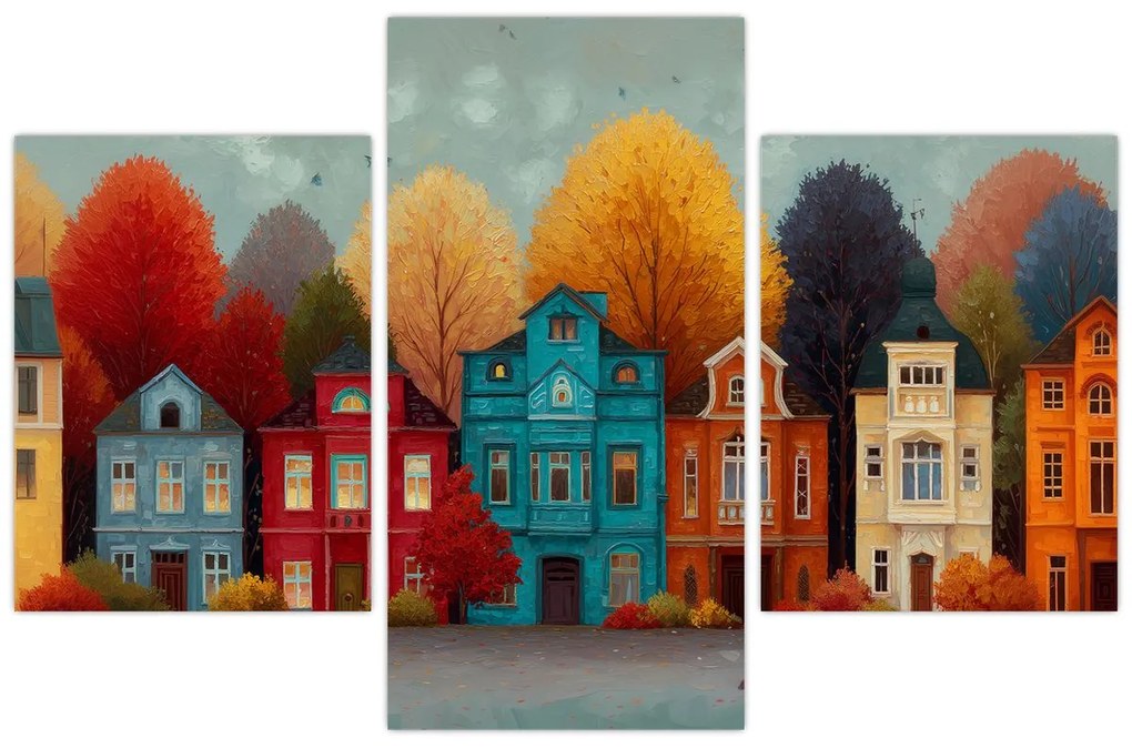 Kép - Festett őszi város (90x60 cm)