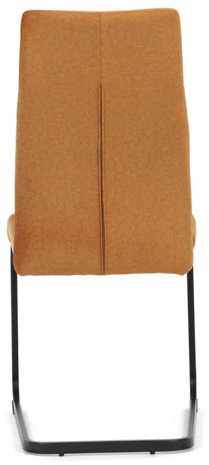 Scaun de sufragerie tip sanie, material galben curry, metal negru