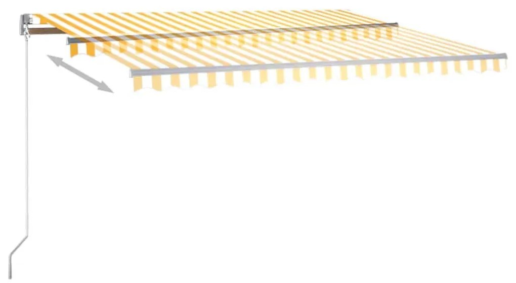 Sárga-fehér szélérzékelős és LED-es napellenző 400x350 cm