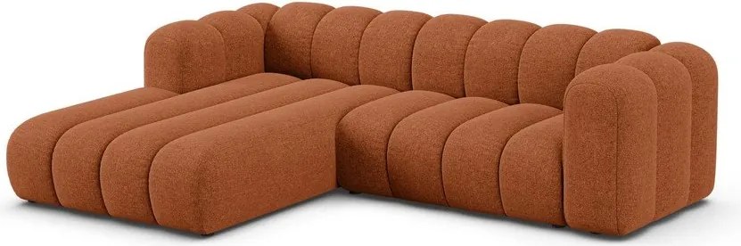 Téglavörös zsenília sarokkanapé (bal oldali-heverő résszel) Lupine – Micadoni