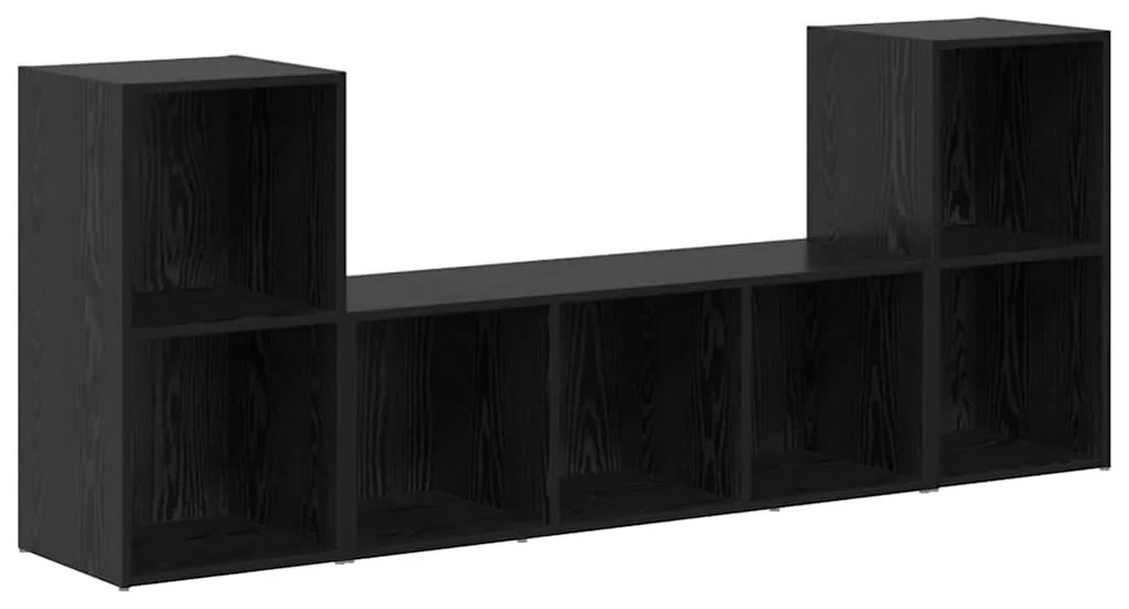 TV szekrény 3 pcs Fekete 107 x 35 x 37 cm Faanyag