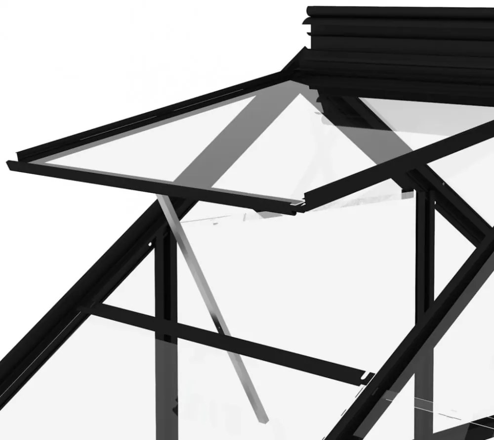 antracitszürke üveg és alumínium melegház 155 x 200,5 x 191 cm