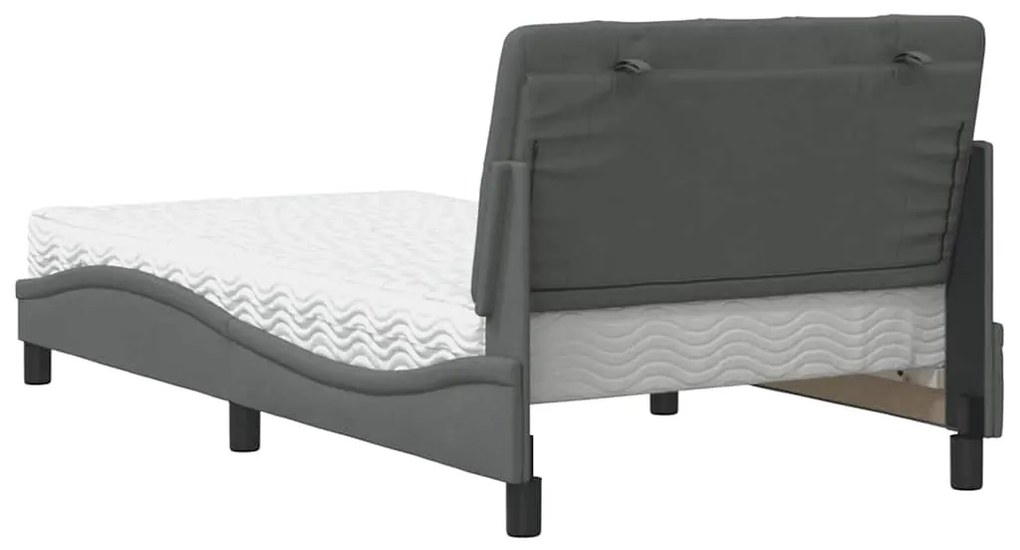 sötétszürke szövet ágy matraccal 100x200 cm