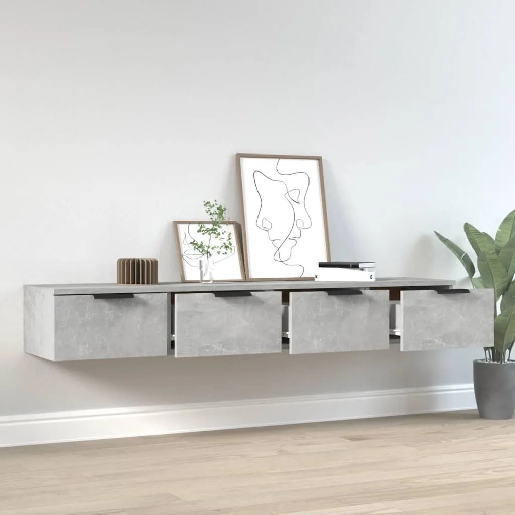 2 db betonszürke szerelt fa fali szekrény 68 x 30 x 20 cm