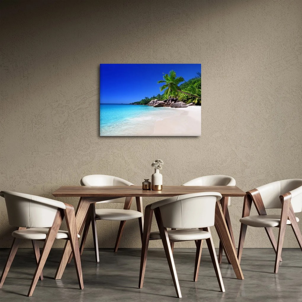 Kép a strandról a Praslin szigeten (70x50 cm)