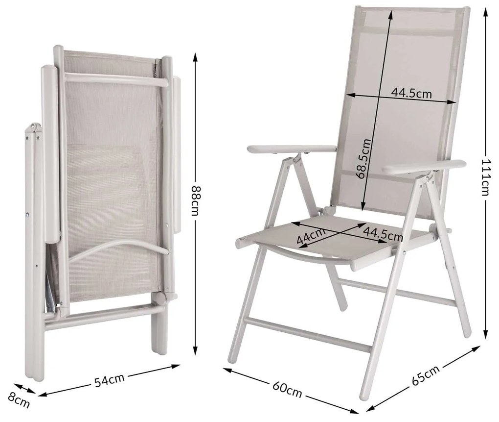 Casaria® Kerti alumínium készlet 1+8 - szürke