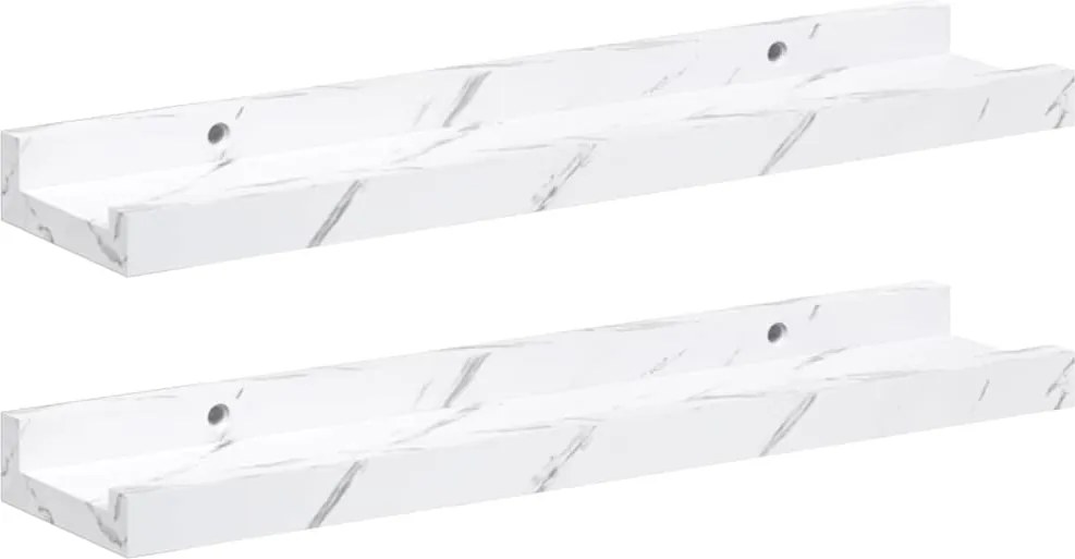 vidaXL Falpolc polcokkal 2 pcs Fehér márvány 40 x 9 x 3 cm Faanyag