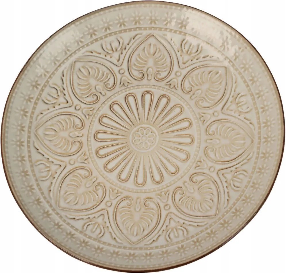 Kerámia Bordázott Tányér 26,5 CM Átmérő Krémszínű Mindennapi Használatra