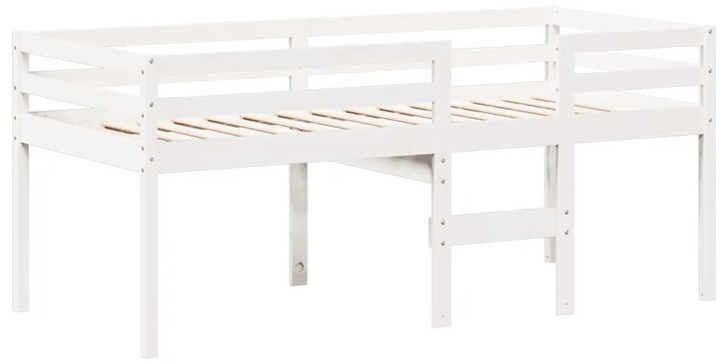 fehér tömör fenyőfa magasított ágy tetővel 90 x 190 cm