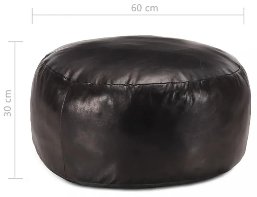 fekete valódi kecskebőr puff 60 x 30 cm