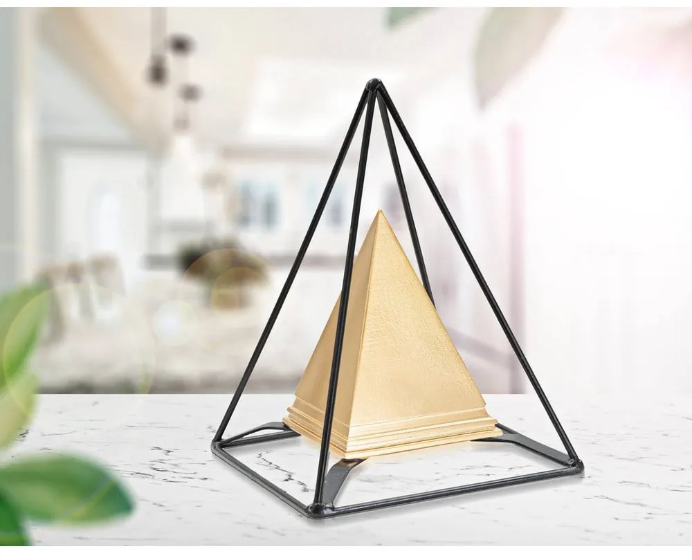 Piramid fém szobor aranyszínű dekorral - Mauro Ferretti