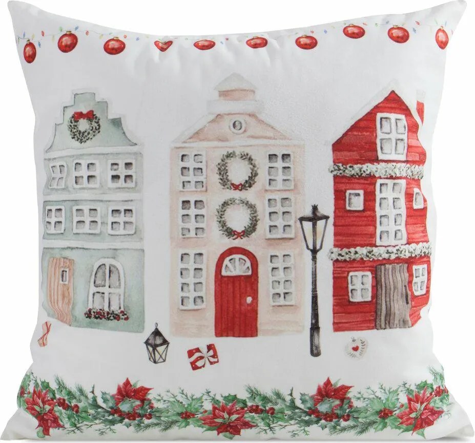 Karácsonyi díszpárnahuzat ajándék párnahuzat 211 45X45 cm házikók