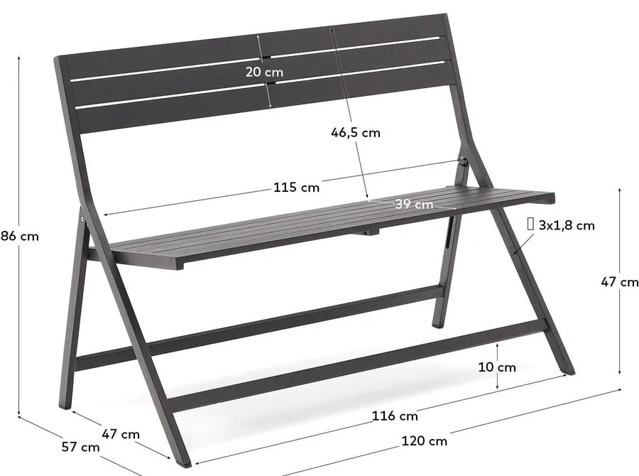Fekete fém kerti pad Torreta – Kave Home
