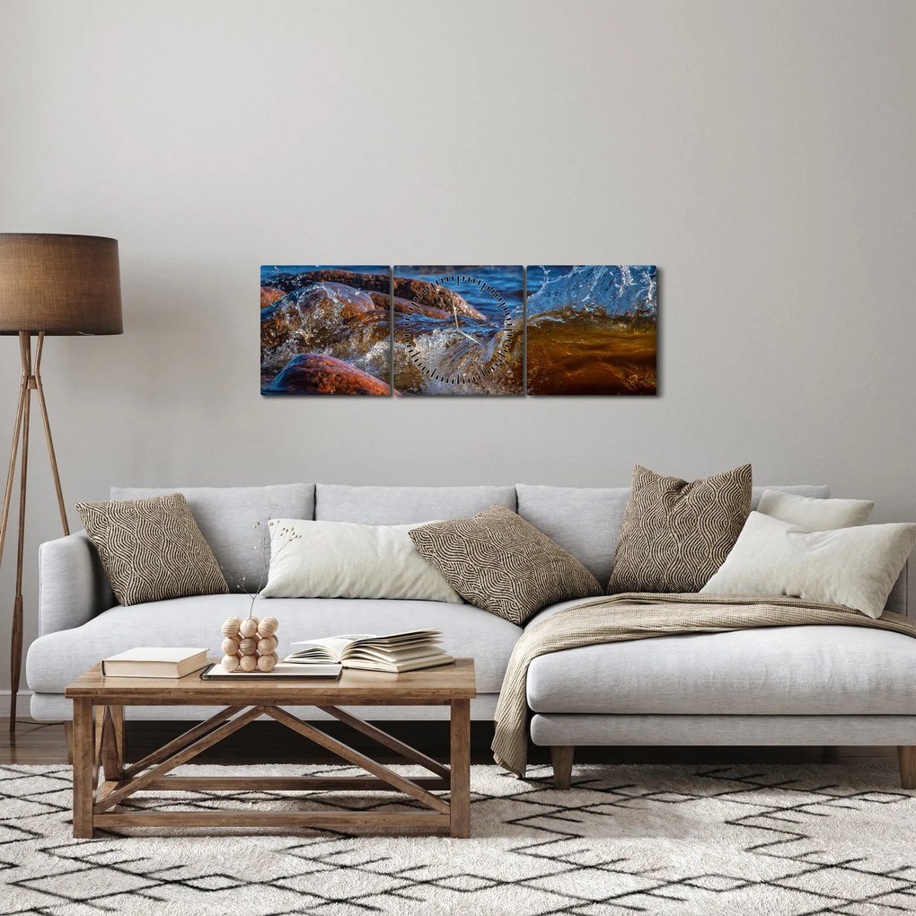 Részletes kép - víz a kövek között (órával) (90x30 cm)