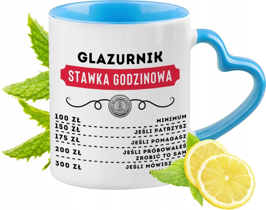 Mázolónak Kék Bögre Szív Alakú Füllel Ajándék