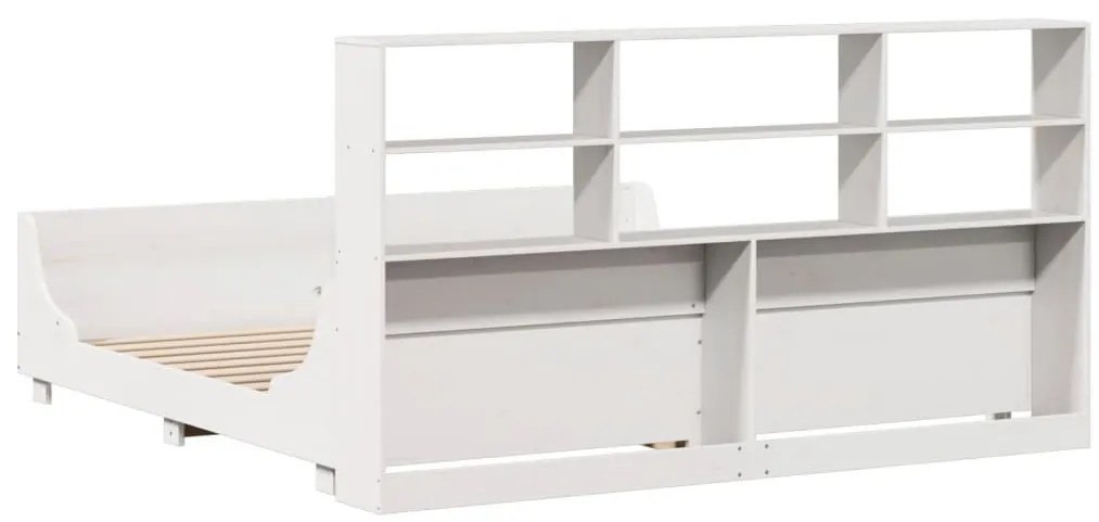 fehér tömör fa könyvespolcos ágy matrac nélkül 200 x 200 cm