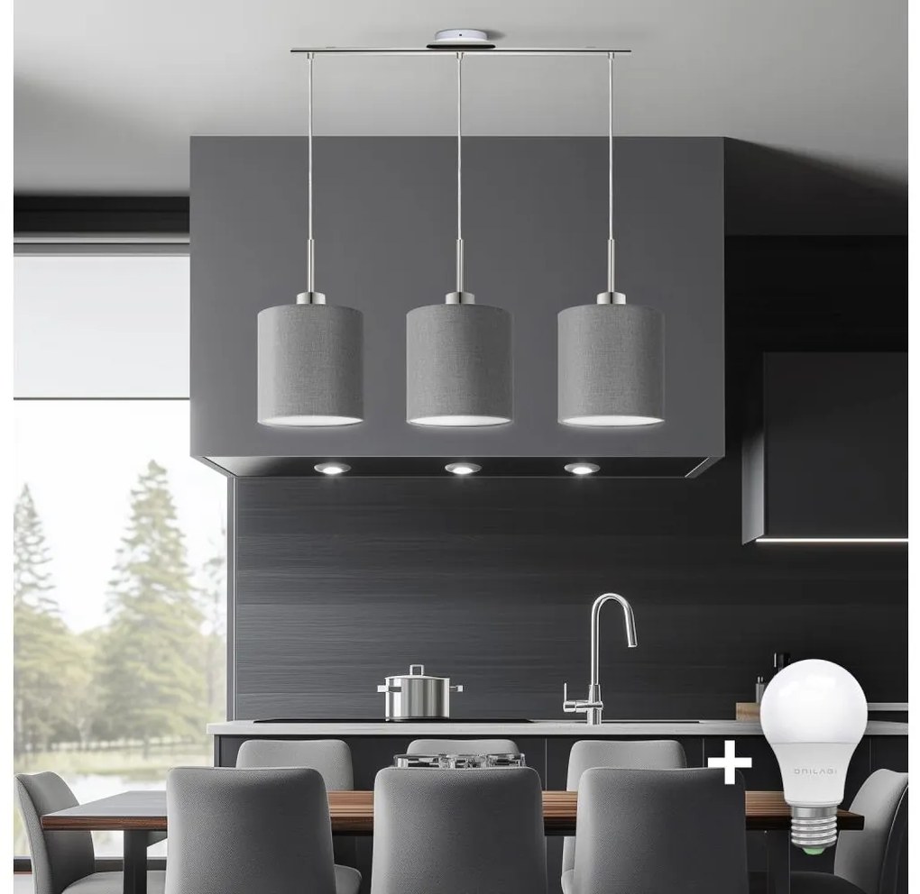 Eglo Eglo - LED Csillár zsinóron TUNJA 3xE27/60W/230V szürke EG32521A