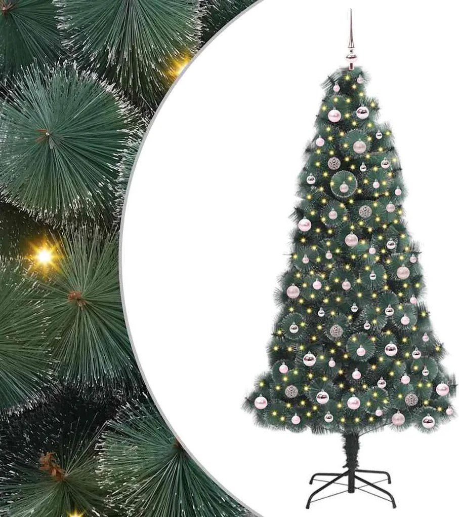 vidaXL Műfenyő, előre világított karácsonyfagolyó készlettel 240 cm