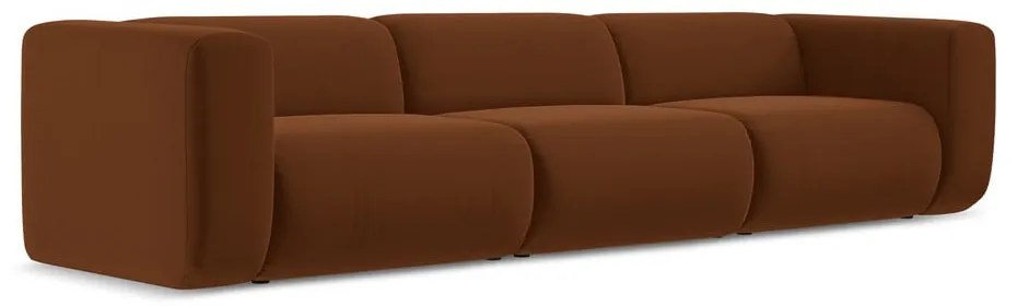 Narancssárga-barna bársony kanapé 319 cm Ekahi – Makamii