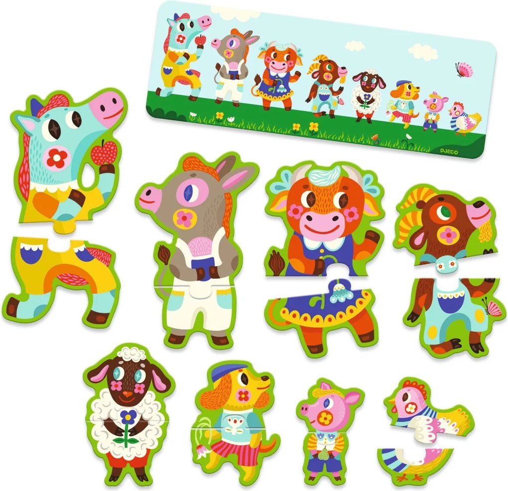 Sorozatkirakó puzzle - Nagyok és kicsik a tanyán, 16 db-os - Big and small on the farm