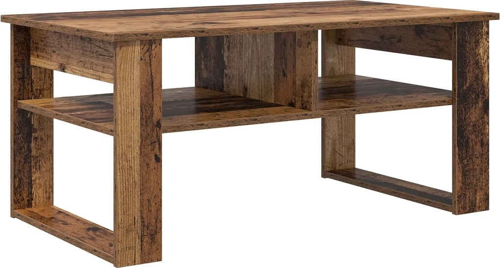 vidaXL Dohányzóasztal tárolóval Öreg fa 96 x 54 x 44 cm Faanyag